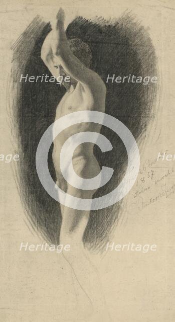 Nude with raised hands, 1857. Creator: Frantisek Klimkovic.