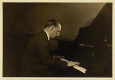 Igor Stravinsky at the piano in Aeolian Hall, New York, 1925. Creator: Scandlin, Horace (1880-1948).