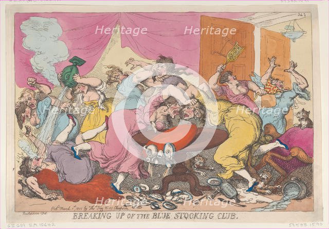 Breaking Up of the Blue Stocking Club, March 1, 1815., March 1, 1815. Creator: Thomas Rowlandson.