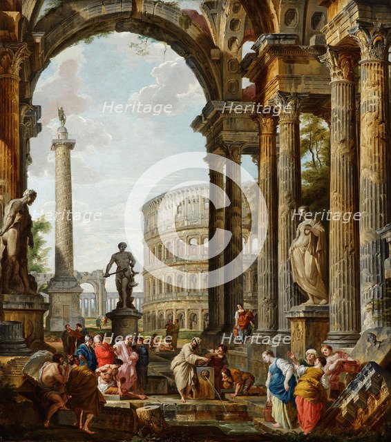 The Philosopher Diogenes Throwing Down His Bowl. Artist: Panini, Giovanni Paolo (1691-1765)