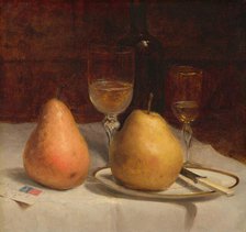 Two Pears on a Tabletop, c. 1866. Creator: Sanford Robinson Gifford.
