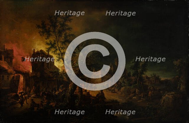 Conflagration at Night, 1762-1769. Creator: Johann Georg Trautmann.