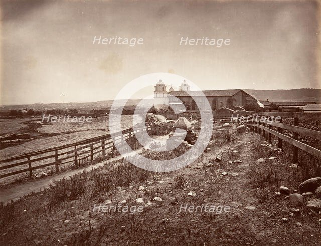 Santa Barbara and Mission Church, 1876, printed ca. 1876. Creator: Carleton Emmons Watkins.