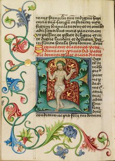 Initial R: The Man of Sorrows; Prayer Book, about 1470-1480. Creator: Workshop of Valentine Noh.