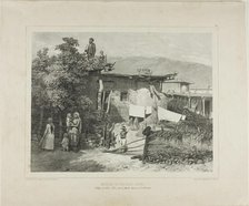 Tartar Peasants' Homes in the Village of Déré-Koui, near Yalta, Crimea, August 31, 1837, 1841. Creator: Auguste Raffet.