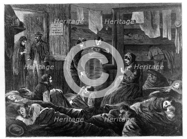 Underground Lodgings for the Poor, Greenwich Street, New York, from Harper's Weekly, pub. 1869. Creator: Paul Frenzeny (1840-1902).