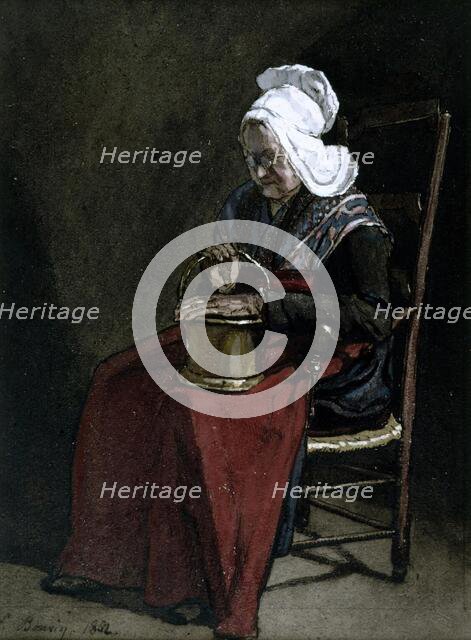 Old Woman with Copper Pot, 1862. Creator: Francois Bonvin.