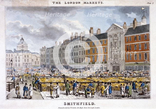 Smithfield Market, West Smithfield, London, c1825.  Artist: Anon