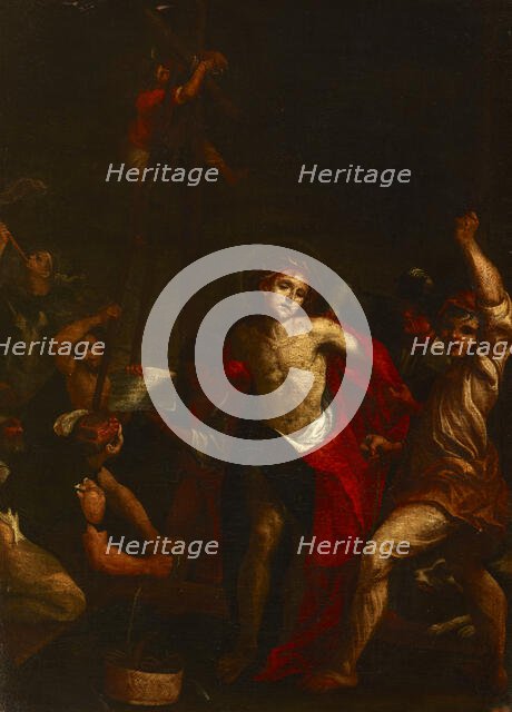 Tearing the Clothing of Christ before his Flagellation, 17th century.  Creator: Unknown.