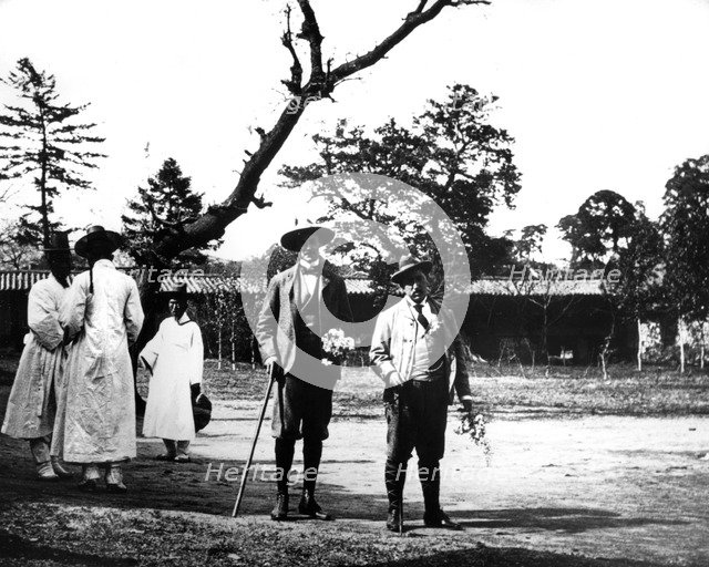 Western visitors to Korea, 1900. Artist: Unknown