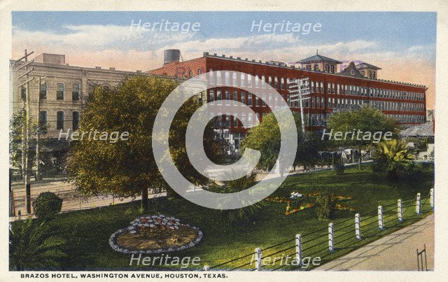 Brazos Hotel, Washington Avenue, Houston, Texas, USA, 1909. Artist: Unknown