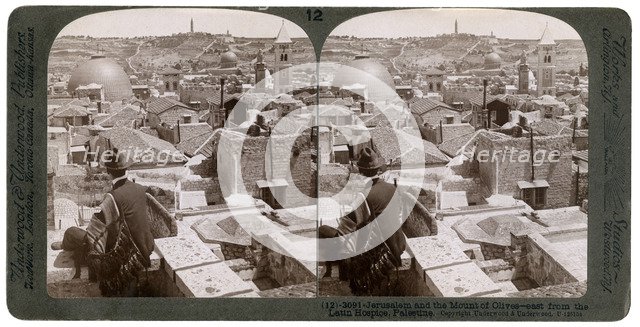 Jerusalem and the Mount of Olives, looking east from the Latin Hospice, Palestine, 1900s.Artist: Underwood & Underwood