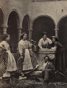 Untitled (Genre scene with four women and a man), late 19th Century. Creator: Unidentified Photographer.