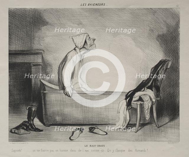 The Bathers, plate 12:The Hot Bath, 28 October 1839. Creator: Honoré Daumier (French, 1808-1879); Aubert.