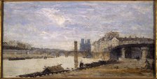 Pont de la Tournelle, the Ile Saint-Louis and pier, seen from Ile Louviers, c1877. Creator: Unknown.