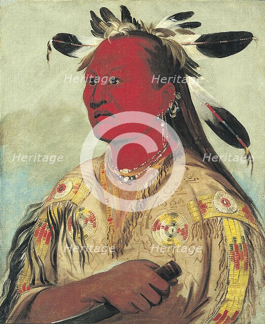 Stán-au-pat, Bloody Hand, Chief of the Tribe, 1832. Creator: George Catlin.
