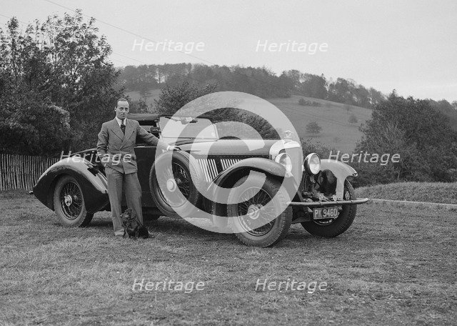 Charles Mortimer with his Barker-bodied 2-seater Bentley, c1930s Artist: Bill Brunell.