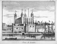 View of the Tower of London from the River Thames, 1742.                                    Artist: Anon