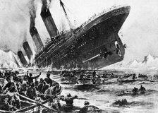 The sinking of SS Titanic, 14 April 1912. Artist: Unknown