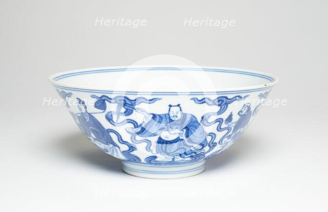 Bowl with the Eight Immortals, Qing dynasty (1644-1911), Qianlong reign mark and period (1736-1795). Creator: Unknown.