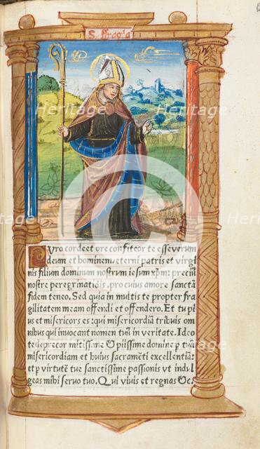 Printed Book of Hours (Use of Rome): fol. 96r, St. Augustine, 1510. Creator: Guillaume Le Rouge (French, Paris, active 1493-1517).