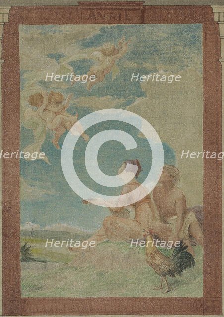 Sketch for the town hall of the 4th arrondissement, the month of April, 1884.  Creator: Paul Milliet.