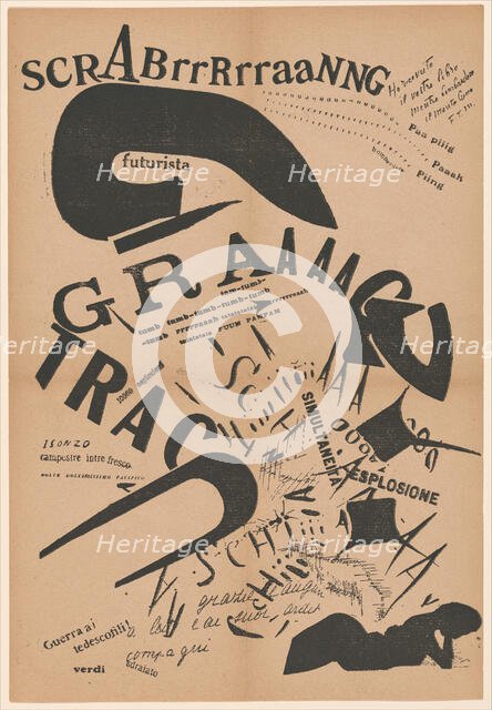 In the Evening, Lying on Her Bed, She Reread the Letter from Her Artilleryman at the Front, 1917. Creator: Marinetti, Filippo Tommaso (1876-1944).