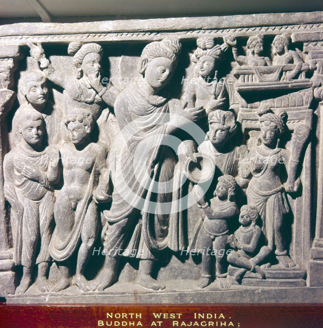 Gautama Buddha at Rajagriha, the Offering of Dust c2nd century. Artist: Unknown.