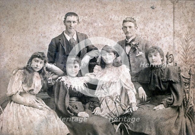 Fred & Bert Newland with sisters Ethel, Grace and Nell, any mother or foster carer, c1900s. Creator: Unknown.
