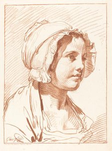 Head of a Young Woman Wearing a Cap, before 1764. Creator: Louis Marin Bonnet.