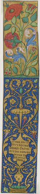 Illuminated Border with Flora and Grotesques from a Manuscript, 15th or early 16th century. Creator: Unknown.