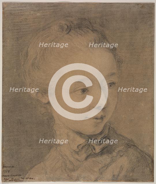 Head of a Young Girl Turning toward the Right, 1758?. Creator: François Hubert Drouais (French, 1727-1775), attributed to.