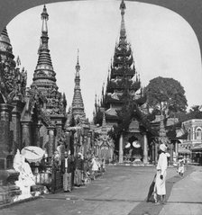 Along the platform to the southern ascent, Shwedagon Pagoda, Rangoon, Burma, 1908. Artist: Stereo Travel Co