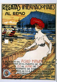Poster of the International Regattas, held at the port of Barcelona in 1902. Creator: Llaverias Labro, Juan (1865-1938).
