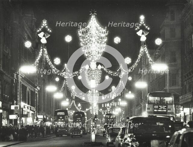 Christmas illuminations on Regent Street, West End, looking south to the Quadrant, London , 1970. Creator: Unknown.