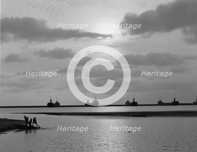 Sunset across the harbor, Buffalo, N.Y., c.between 1910 and 1920. Creator: William H. Jackson.