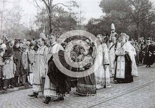 Funeral of Tsarina Maria Fyodorovna of Russia, Roskilde, Denmark, 19 October 1928. Artist: Anon