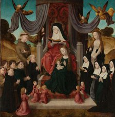 Virgin and Child with Saint Anne and Saints Francis and Lidwina, with Donors (Anna Selbdritt), c.149 Creator: Master of the Saint John Altarpiece.