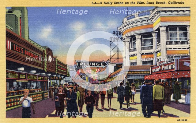 Daily scene on the Pike, Long Beach, California, USA, 1940. Artist: Unknown