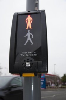 Pedestrian crossing with Radix rotating cone tactile equipment. Creator: Unknown.