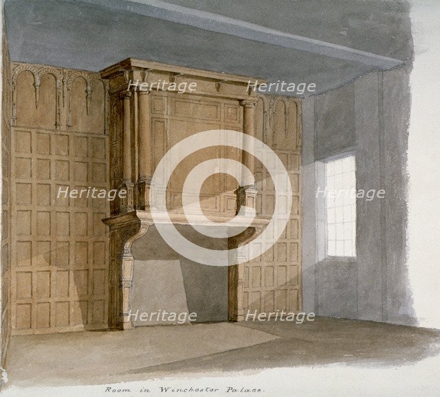 Interior of a room in Winchester House, Winchester Place, London, c1830.                             Artist: Anon