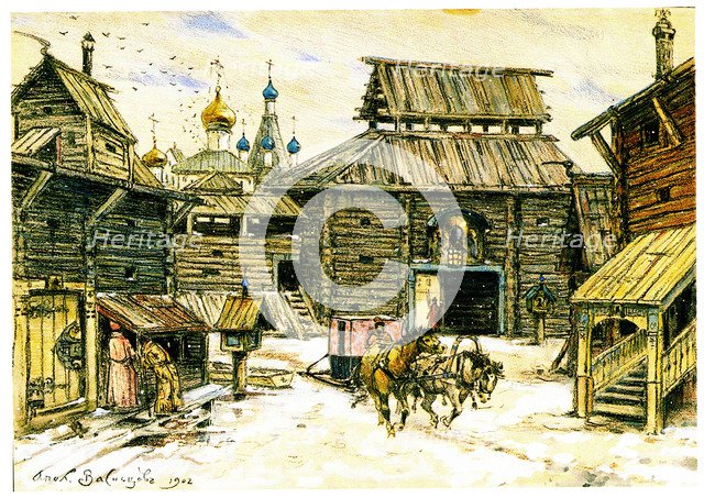 Old Moscow. The Wooden City, 1902. Artist: Vasnetsov, Appolinari Mikhaylovich (1856-1933)