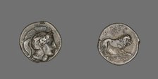 Stater (Coin) Depicting the Goddess Athena, 400-317 BCE. Creator: Unknown.