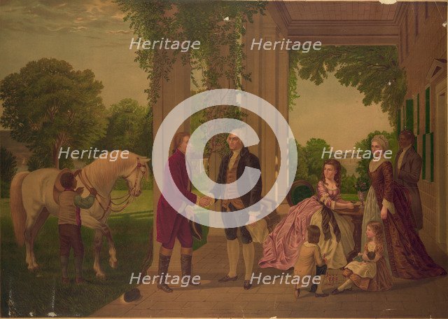 George Washington welcoming Marquis de Lafayette to his home at Mount Vernon, ca 1873-1875.