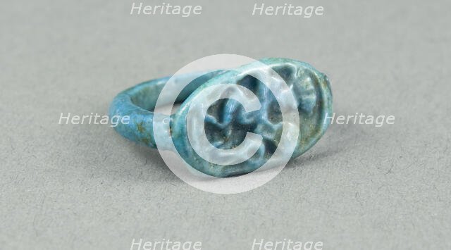 Ring: Figure of Bes playing frame drum, sa (protection) before him, Egypt, New Kingdom, Dynasty 18.. Creator: Unknown.