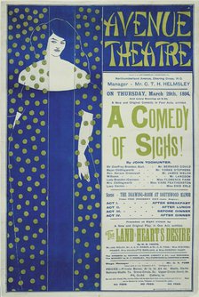 Avenue Theater, A Comedy of Sighs! (Poster), 1894. Artist: Beardsley, Aubrey (1872–1898)
