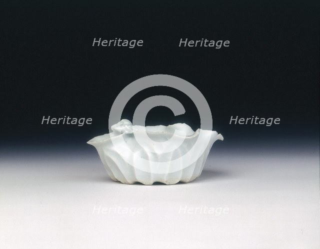 Qingbai lotus petal water dropper with crab, Yuan-early Ming dynasty, China, 14th century. Artist: Unknown