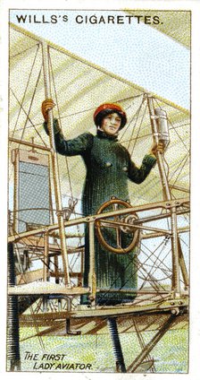 Baroness Raymonde Delaroche, first woman to hold pilot's licence, 1909. Artist: Unknown
