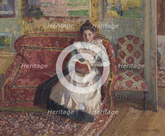 Jeanne Pissarro, dite Cocotte, lisant, 1899. Creator: Pissarro, Camille (1830-1903).