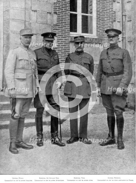 '' Les Grands Chefs Allies; les quatre commandants en chef, a l'issue d'une reunion au..., 1918. Creator: Unknown.